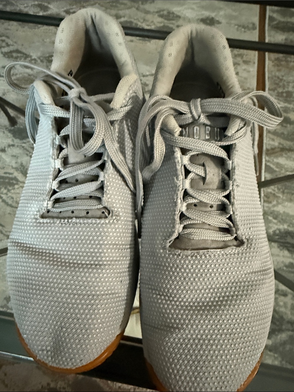 NOBULL Light Gray Knit Lace-Up Trainers with Gum Outsole